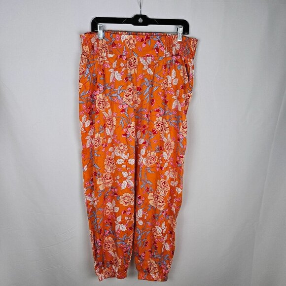 Lascana Floral Print Pants Size 14  Relaxed Soft Boho Pants, Elastic Waist Cuffs - Picture 2 of 11